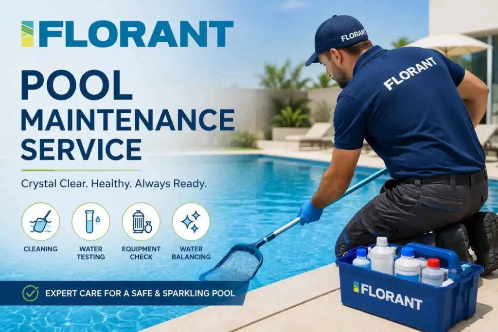 Professional pool maintenance services by Florant keep your swimming pool clean, balanced, and ready to enjoy all year round.